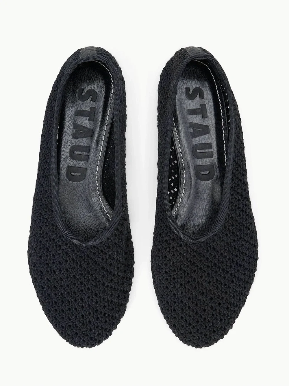 NWOB Staud Alba Black Crochet Ballet Flat Shoes Women’s Size 38/ US 8